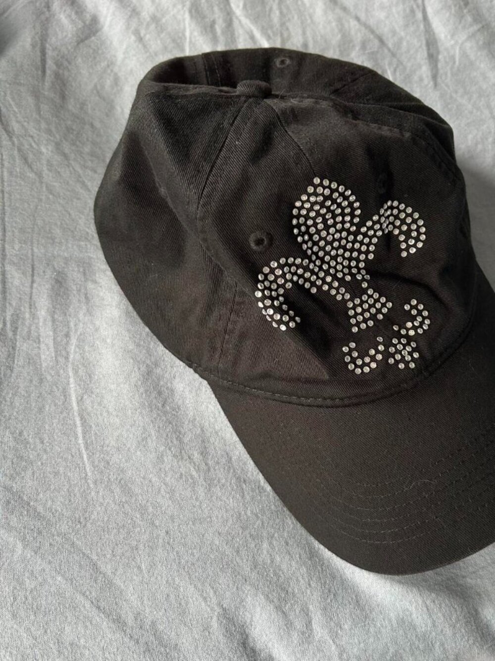 Vintage The Alabama Girl Black Fleur De Lis Rhinestone Baseball Cap